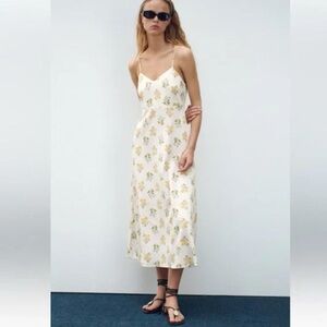 Zara Cream Floral Midi Dress